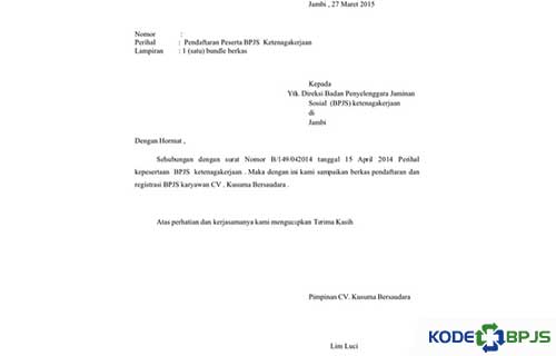 10 Contoh Surat Pengantar Dari Perusahaan Ke Bpjs Kesehatan Kodebpjs