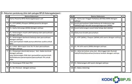 Dokumen pendukung diisi petugas BPJS Ketenagakerjaan