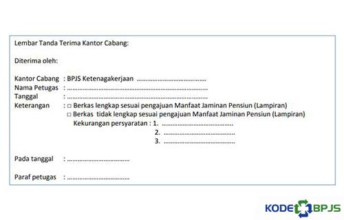 Lembar Tanda Terima Kantor Cabang