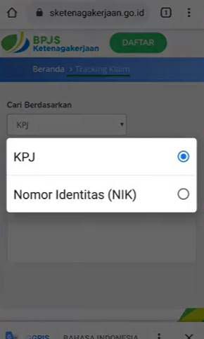 Nomor KPJ atau Nomor Identitas NIK