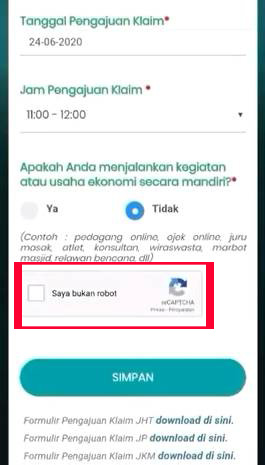 klik Saya bukan robot