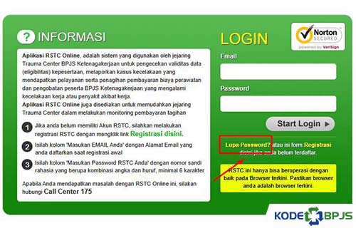 Klik Menu Lupa Password