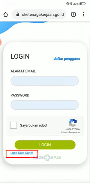 Klik Lupa Kata Sandi