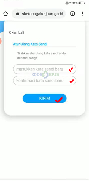 Masukkan Kata Sandi Baru dan Konfirmasi Kata Sandi Baru