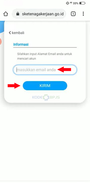 Memasukkan Alamat Email