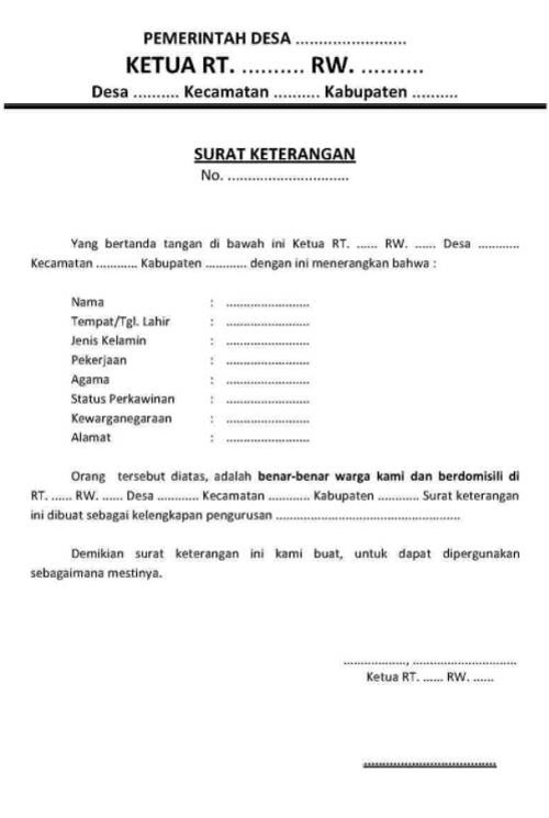 Surat Pengatar RT