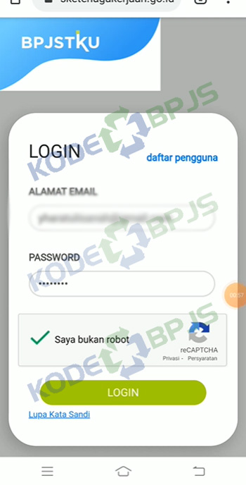 2. Login Aplikasi BPJSTKU