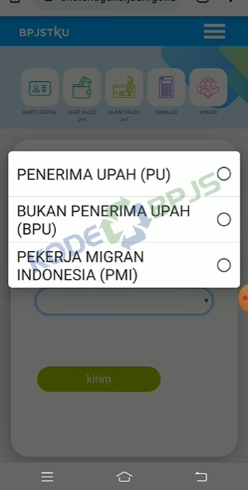 7. Pilih Kategori Kepesertaan