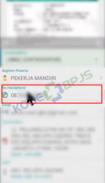 4. Pilih Menu No Handphone