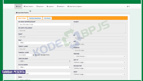 2. Input Data Peserta