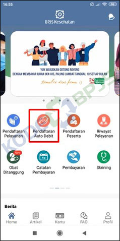 2. Pilih Menu Daftar Autodebet