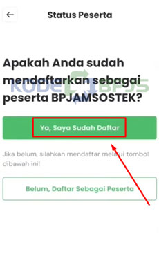 4. Klik Ya Saya Sudah Daftar