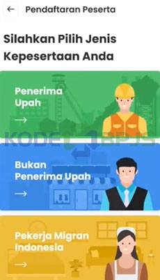 5. Pilih Jenis Kepesertaan