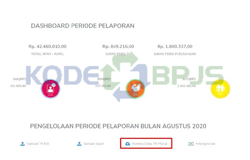 Pilih Koreksi Data TK Masal