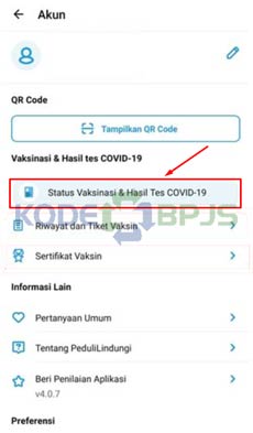 Pilih Status Vaksinasi Hasil Tes COVID 19