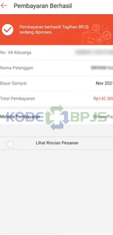 7. Bayar BPJS Kesehatan Lewat Aplikasi Shopee Berhasil