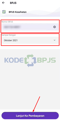 4. Input Nomor BPJS Pilih Bulan Pembayaran