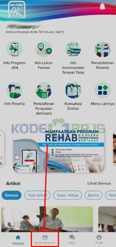 2. Pilih Menu Kartu Peserta