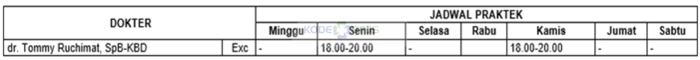 16. Jadwal Dokter Spesialis Bedah Saluran Cerna