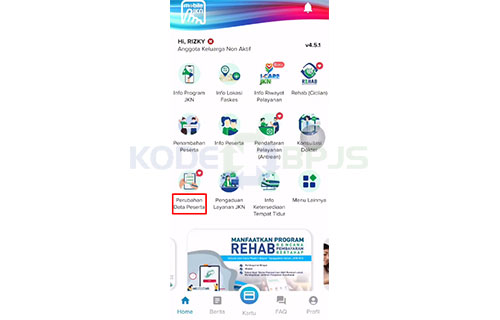 Pilih Perubahan Data Peserta